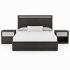 Queen Bedroom Set, Ash Gray, Chrome Wood, 3 Piece Set with 2 Nightstands