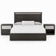Queen Bedroom Set, Ash Gray, Chrome Wood, 3 Piece Set with 2 Nightstands