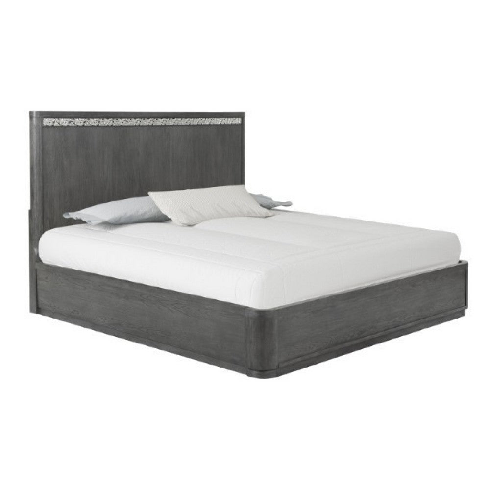 Queen Bedroom Set, Ash Gray, Chrome Wood, 3 Piece Set with 2 Nightstands