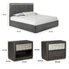 Queen Bedroom Set, Ash Gray, Chrome Wood, 3 Piece Set with 2 Nightstands