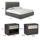 Queen Bedroom Set, Ash Gray, Chrome Wood, 3 Piece Set with 2 Nightstands