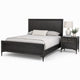 Queen Bedroom Set, Espresso Brown, Silver, Black Wood, 2 Piece Set with Nightstand