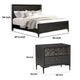 Queen Bedroom Set, Espresso Brown, Silver, Black Wood, 2 Piece Set with Nightstand