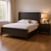 Queen Bedroom Set, Espresso Brown, Silver, Black Wood, 2 Piece Set with Nightstand