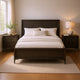 Queen Bedroom Set, Espresso Brown, Silver, Black Wood, 3 Piece Set with 2 Nightstands