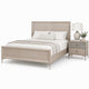 Queen Bedroom Set, Natural Oak Brown, Silver, Champagne Wood, 2 Piece Set with Nightstand