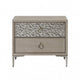 Queen Bedroom Set, Natural Oak Brown, Silver, Champagne Wood, 2 Piece Set with Nightstand