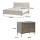 Queen Bedroom Set, Natural Oak Brown, Silver, Champagne Wood, 2 Piece Set with Nightstand