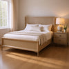 Queen Bedroom Set, Natural Oak Brown, Silver, Champagne Wood, 2 Piece Set with Nightstand