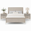 Queen Bedroom Set, Natural Oak Brown, Silver, Champagne Wood, 3 Piece Set with 2 Nightstands