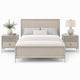 Queen Bedroom Set, Natural Oak Brown, Silver, Champagne Wood, 3 Piece Set with 2 Nightstands