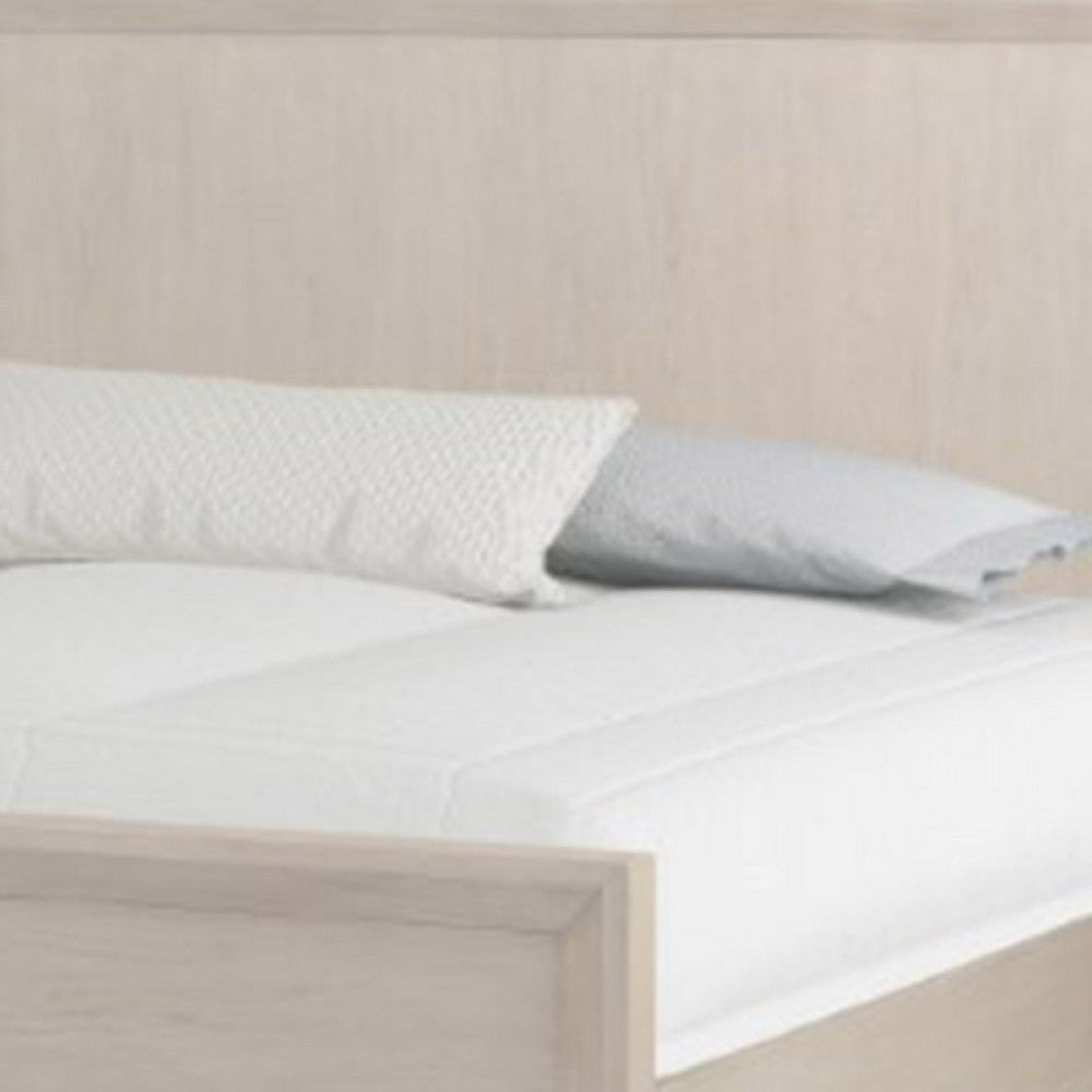 Queen Bedroom Set, Natural Oak Brown, Silver, Champagne Wood, 3 Piece Set with 2 Nightstands