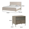 Queen Bedroom Set, Natural Oak Brown, Silver, Champagne Wood, 3 Piece Set with 2 Nightstands