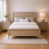 Queen Bedroom Set, Natural Oak Brown, Silver, Champagne Wood, 3 Piece Set with 2 Nightstands
