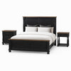 Queen Bedroom Set, Black, Oak Brown, Pewter Wood, 3 Piece Set with 2 Nightstands