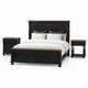 Queen Bedroom Set, Black, Oak Brown, Pewter Wood, 3 Piece Set with 2 Nightstands