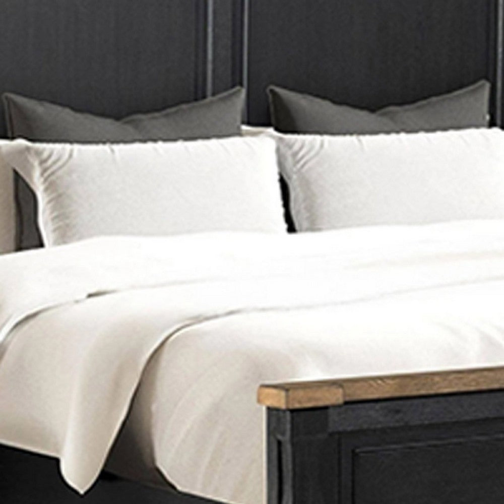 Queen Bedroom Set, Black, Oak Brown, Pewter Wood, 3 Piece Set with 2 Nightstands