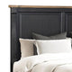Queen Bedroom Set, Black, Oak Brown, Pewter Wood, 3 Piece Set with 2 Nightstands