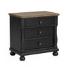 Queen Bedroom Set, Black, Oak Brown, Pewter Wood, 3 Piece Set with 2 Nightstands