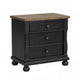 Queen Bedroom Set, Black, Oak Brown, Pewter Wood, 3 Piece Set with 2 Nightstands