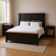 Queen Bedroom Set, Black, Oak Brown, Pewter Wood, 3 Piece Set with 2 Nightstands