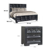 Queen Bedroom Set, Weathered Black Wood, 3 Piece Set with 2 Nightstands