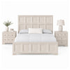 Queen Bedroom Set, Beige, Bronze Wood, 3 Piece Set with 2 Nightstands