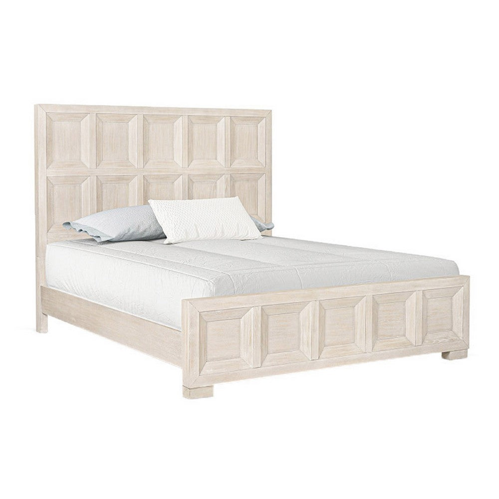Queen Bedroom Set, Beige, Bronze Wood, 3 Piece Set with 2 Nightstands