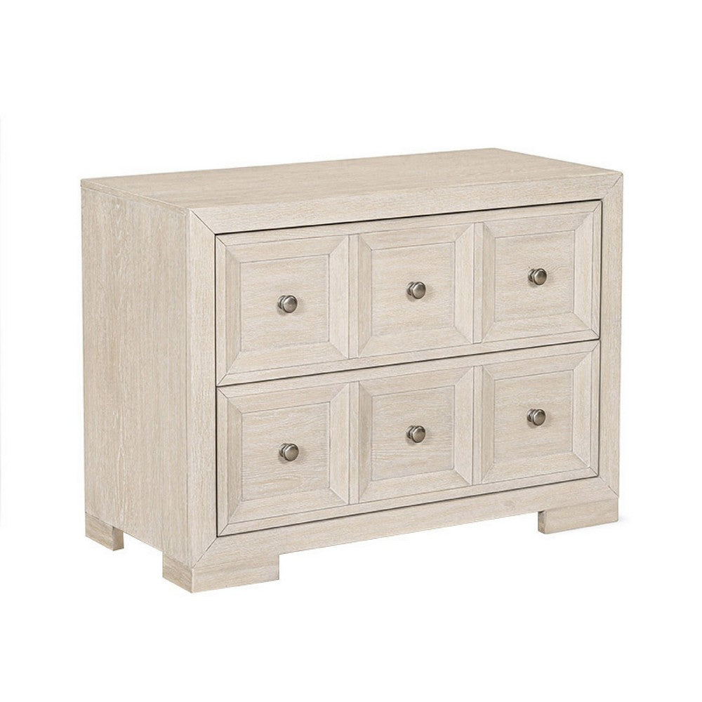 Queen Bedroom Set, Beige, Bronze Wood, 3 Piece Set with 2 Nightstands