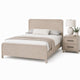 Queen Bedroom Set, Natural Oak Beige Brown Wood, 2 Piece Set with Nightstand