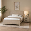 Queen Bedroom Set, Natural Oak Beige Brown Wood, 2 Piece Set with Nightstand