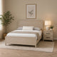 Queen Bedroom Set, Natural Oak Beige Brown Wood, 2 Piece Set with Nightstand