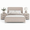 Queen Bedroom Set, Natural Oak Beige Brown Wood, 3 Piece Set with 2 Nightstands