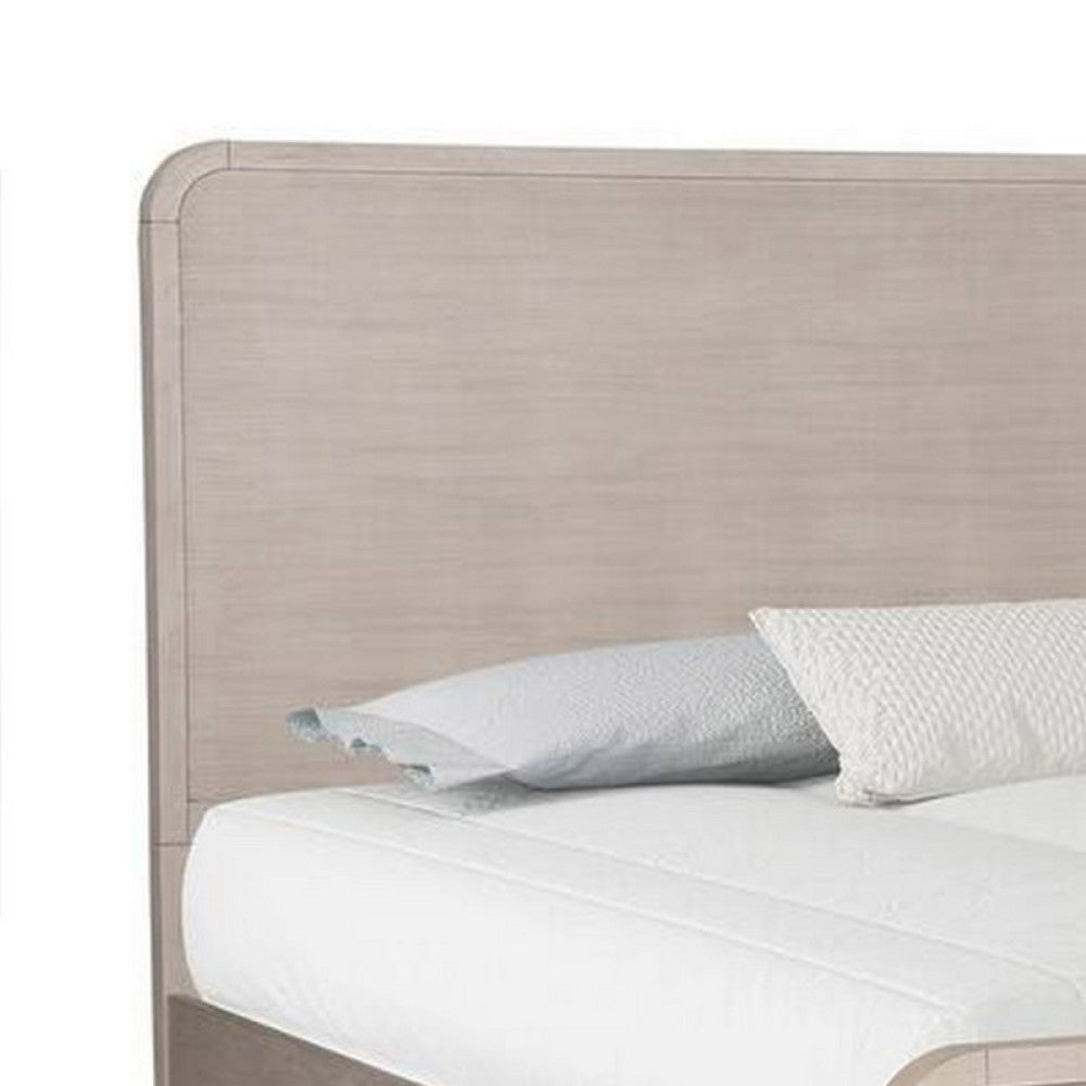 Queen Bedroom Set, Natural Oak Beige Brown Wood, 3 Piece Set with 2 Nightstands