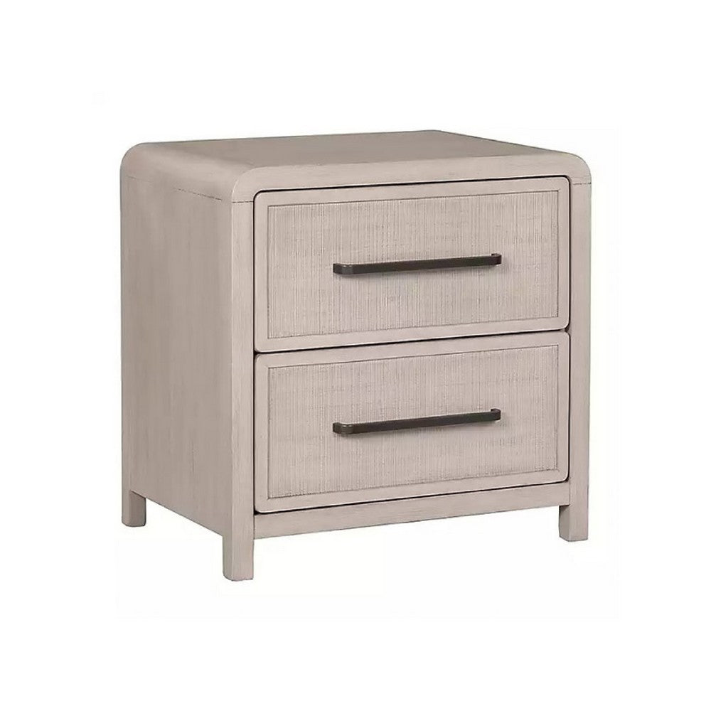Queen Bedroom Set, Natural Oak Beige Brown Wood, 3 Piece Set with 2 Nightstands