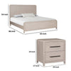 Queen Bedroom Set, Natural Oak Beige Brown Wood, 3 Piece Set with 2 Nightstands