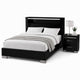 Queen Bedroom Set, Black, Chrome Wood, 2 Piece Set with Nightstand