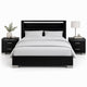Queen Bedroom Set, Black, Chrome Wood, 3 Piece Set with 2 Nightstands