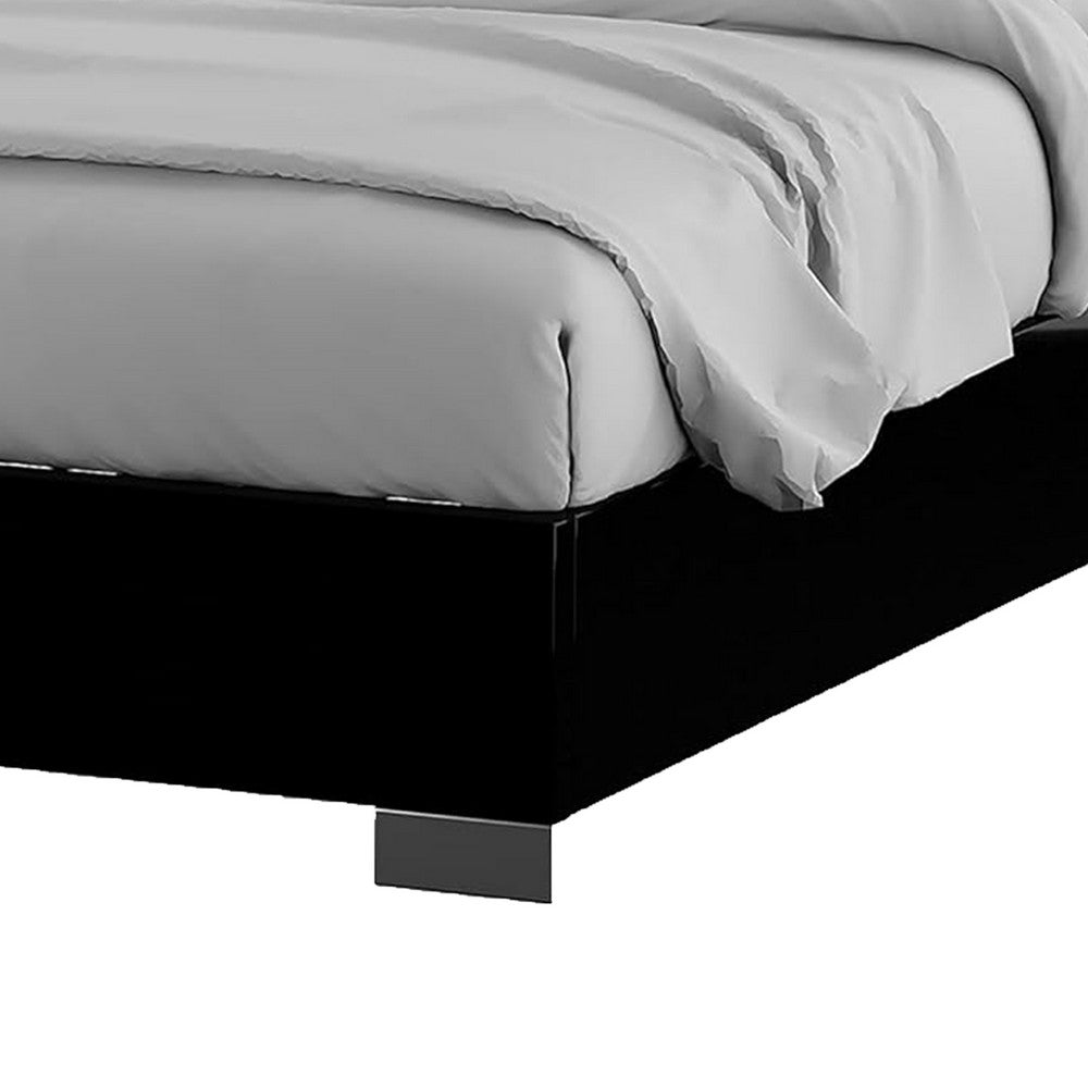 Queen Bedroom Set, Black, Chrome Wood, 3 Piece Set with 2 Nightstands
