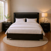 Queen Bedroom Set, Black, Chrome Wood, 3 Piece Set with 2 Nightstands