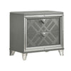 Queen Bedroom Set, Gray, Silver Wood, 2 Piece Set with Nightstand