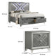 Queen Bedroom Set, Gray, Silver Wood, 2 Piece Set with Nightstand