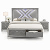 Queen Bedroom Set, Gray, Silver Wood, 3 Piece Set with 2 Nightstands