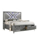 Queen Bedroom Set, Gray, Silver Wood, 3 Piece Set with 2 Nightstands