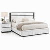 Queen Bedroom Set, White, Metallic Gray Wood, 2 Piece Set with Nightstand