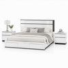 Queen Bedroom Set, White, Metallic Gray Wood, 3 Piece Set with 2 Nightstands