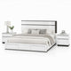 Queen Bedroom Set, White, Metallic Gray Wood, 3 Piece Set with 2 Nightstands