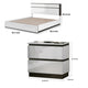 Queen Bedroom Set, White, Metallic Gray Wood, 3 Piece Set with 2 Nightstands