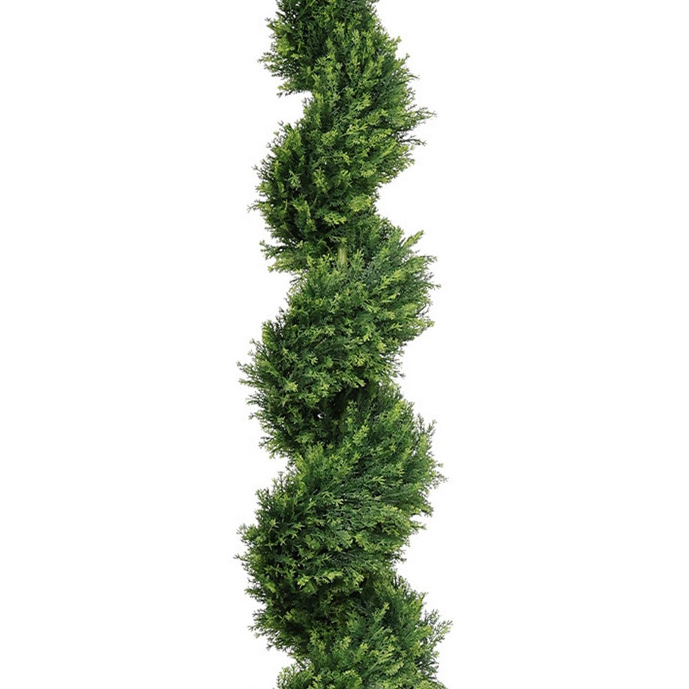 Javy Cypress Pine Tree | Spiral Topiary | White Planter | Green 83"