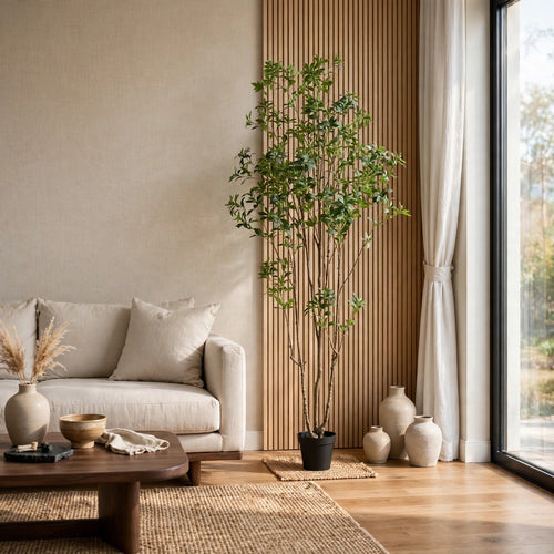 Terry Artificial Pieris Tree with White Planter | 95"